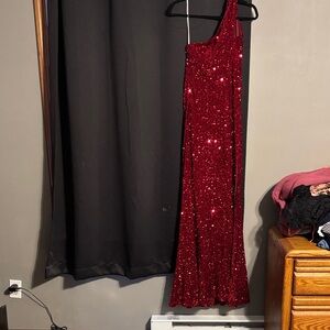 Lulu's Dazzling Ruby Sequin Dress